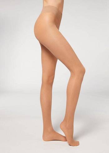 Calzedonia Sheer 30 Denier Multicolored Rhinestone Stripe Patterned Tights Dame Beige | DK1130GL