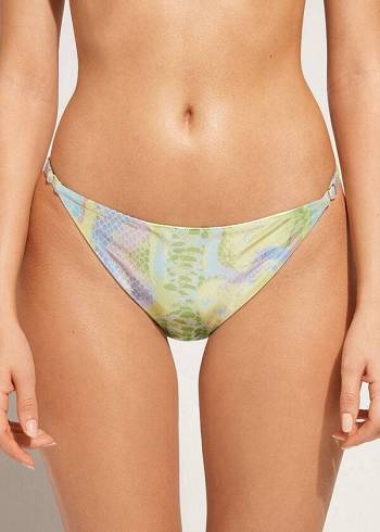 Calzedonia Snake-Pattern Adjustable-Side Las Palmas Bikini Underdele Dame Grøn | DK1573HK