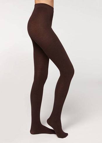 Calzedonia Soft Modal and Cashmere Blend Opaque Tights Dame Kaffe | DK1058XF