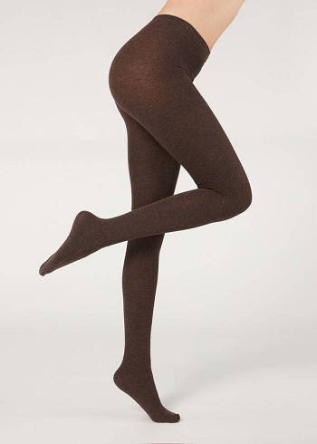 Calzedonia Soft Modal and Cashmere Blend Opaque Tights Dame Brune | DK1065WY