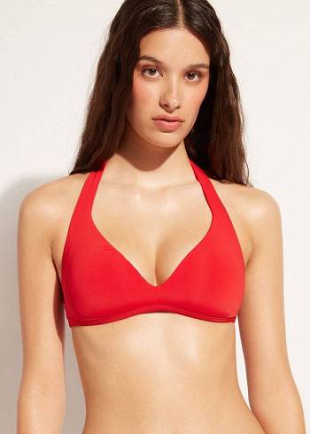 Calzedonia Soft Polstret Triangle Indonesia Bikini Toppe Dame Rød | DK1969CE