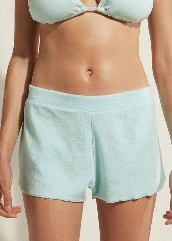 Calzedonia Terrycloth Shorts Cover Ups Dame Blå | DK2149ZG