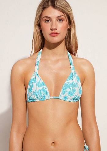 Calzedonia Triangle String Sorrento Bikini Toppe Dame Blå | DK2059IS