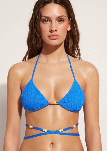 Calzedonia Triangle String Tie San Diego Bikini Toppe Dame Blå | DK2063SO