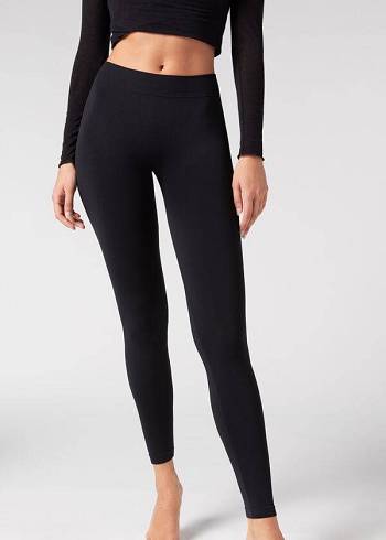 Calzedonia Ultra-Opaque Microfiber Leggings Dame Sort | DK2709QZ