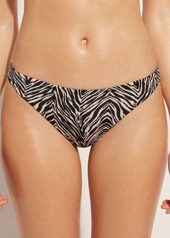 Calzedonia Zebra Nairobi Bikini Underdele Dame Sort | DK1661MA