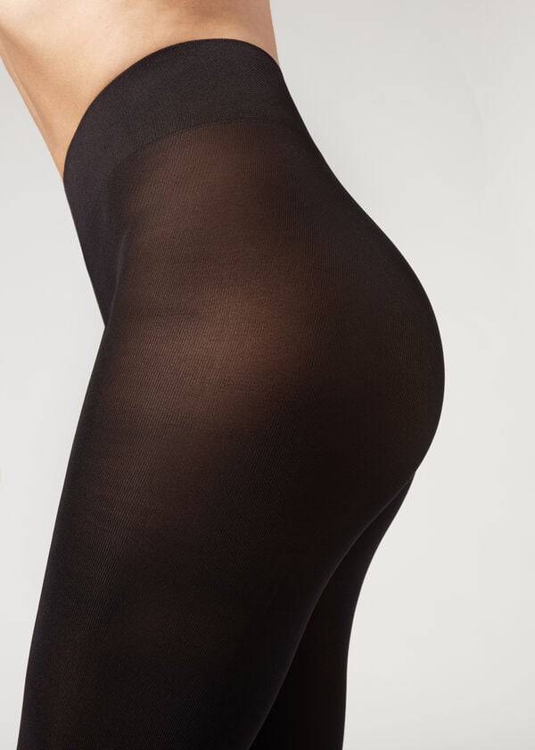 Calzedonia 100 Denier Total Komfort Soft Touch Opaque Tights Dame Sort | DK1012QZ