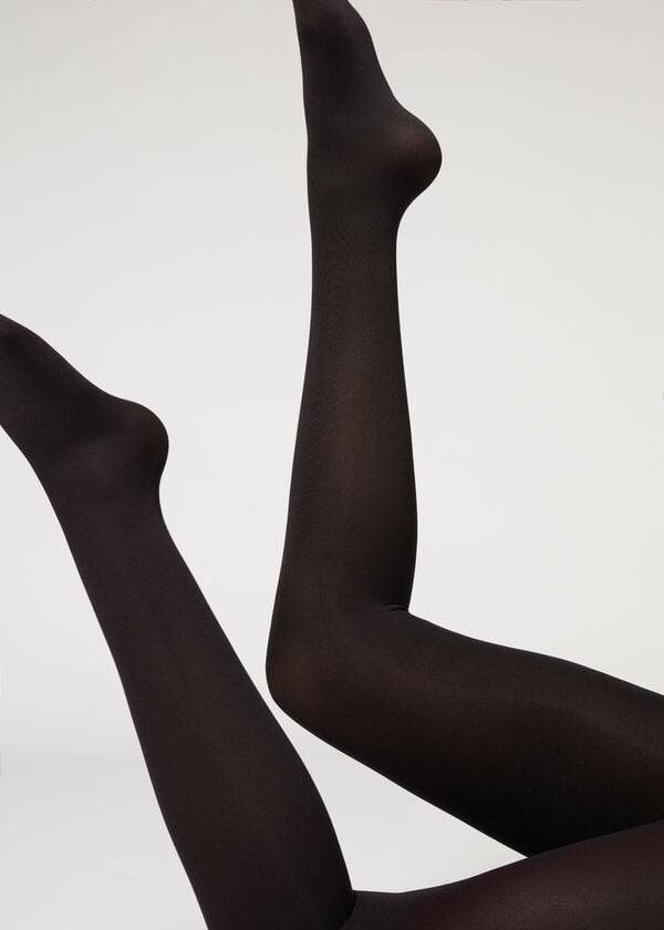 Calzedonia 100 Denier Total Komfort Soft Touch Opaque Tights Dame Sort | DK1012QZ