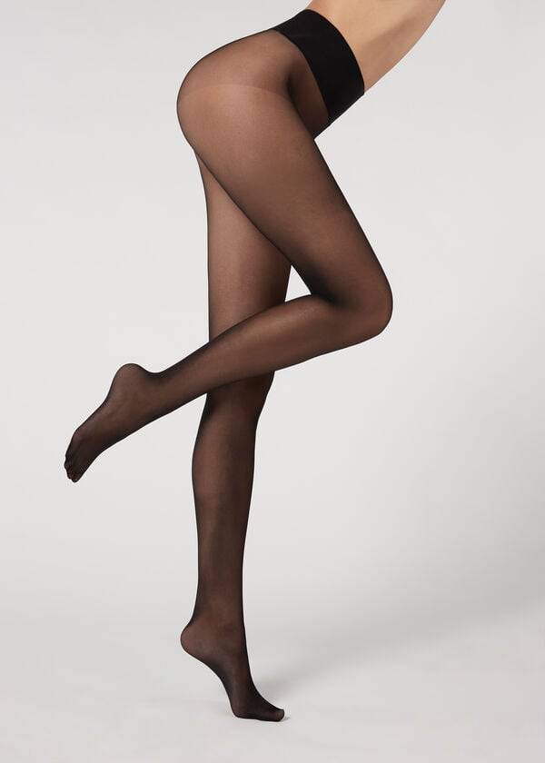 Calzedonia 20 Denier Essential Invisible Sheer Tights Dame Sort | DK1144EX