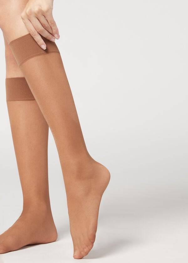 Calzedonia 20 Denier Komfort Cuff Knee-Highs Long Sokker Dame Beige | DK2223HK