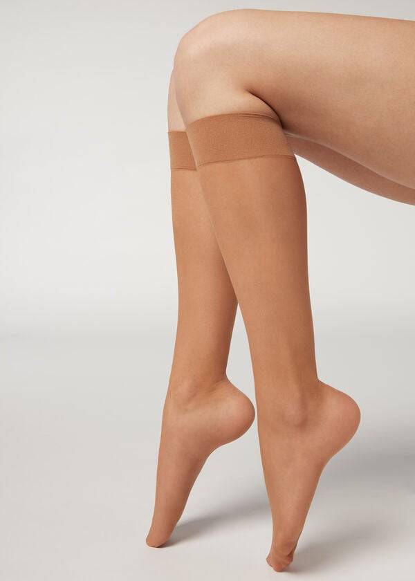 Calzedonia 20 Denier Komfort Cuff Knee-Highs Sheer Sexy Sokker Dame Brune | DK2304LH