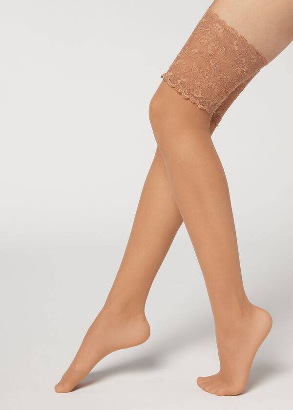 Calzedonia 20 Denier Opaque Thigh-Highs Strømper Dame Beige | DK1237KI