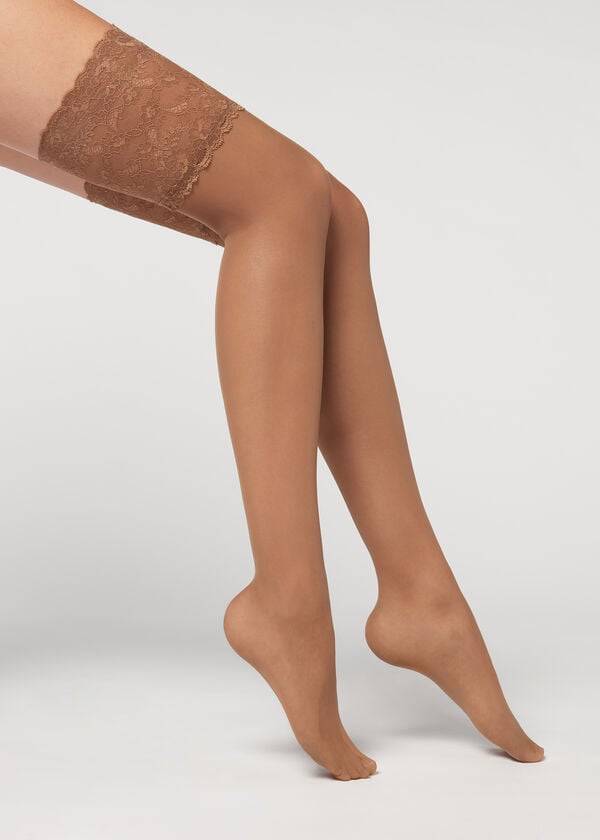 Calzedonia 20 Denier Opaque Thigh-Highs Strømper Dame Khaki | DK1239ZG