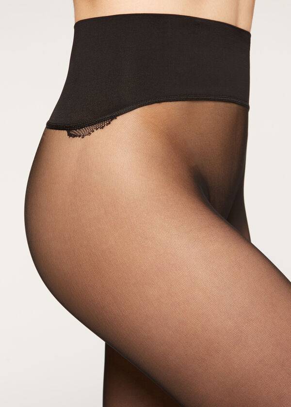 Calzedonia 20 Denier Seamless Totally Invisible Sheer Tights Dame Sort | DK1156GL