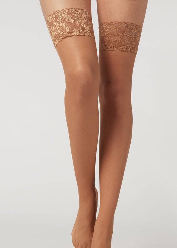 Calzedonia 20 Denier Sheer Thigh-Highs Strømper Dame Beige Brune | DK1250TV