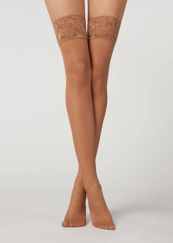 Calzedonia 20 Denier Sheer Thigh-Highs Strømper Dame Beige Brune | DK1250TV