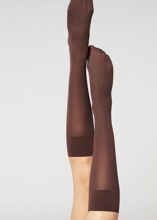 Calzedonia 30 Denier Semi Opaque Microfiber Knee-Highs Long Sokker Dame Kaffe | DK2232NB