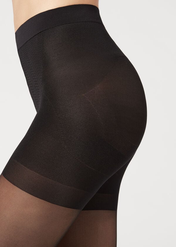 Calzedonia 30 Denier Total Shaper Sheer Tights Dame Sort | DK1192NB