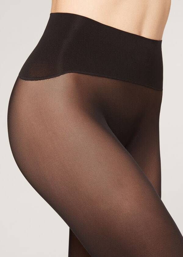 Calzedonia 30 Denier Totally Invisible Opaque Tights Dame Sort | DK1020OR