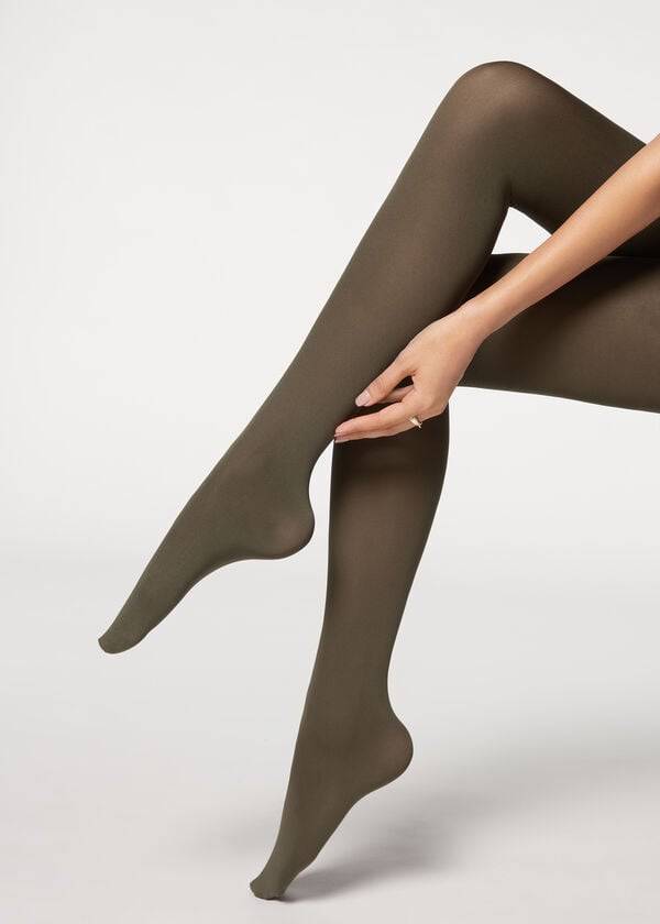 Calzedonia 50 Denier Total Komfort Soft Touch Opaque Tights Dame Olivengrøn Grøn | DK1025FM