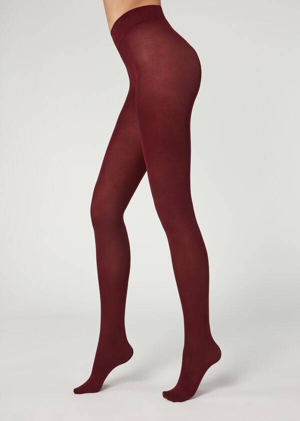 Calzedonia 50 Denier Total Komfort Soft Touch Opaque Tights Dame Bordeaux | DK1026GL