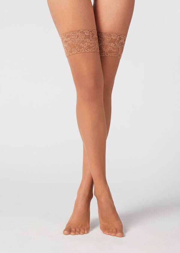 Calzedonia 8 Denier Ultra Sheer Thigh-Highs Strømper Dame Beige Brune | DK1254OR