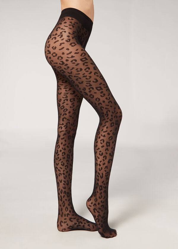 Calzedonia Animal Pattern 30 Denier Sheer Patterned Tights Dame Sort | DK1084XF