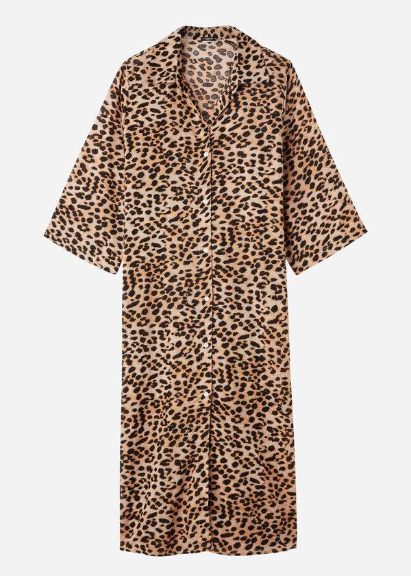 Calzedonia Animal Patterned Midi Shirt Cover Ups Dame Brune | DK2067HK