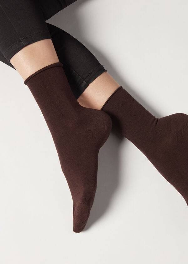 Calzedonia Ankle with Cashmere Kort Sokker Dame Brune | DK2340SO