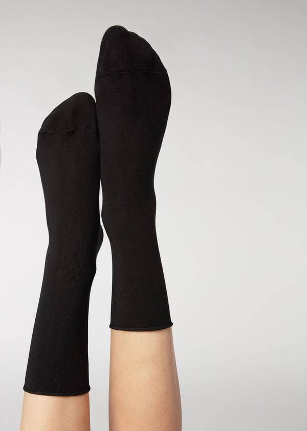 Calzedonia Ankle with Cashmere Kort Sokker Dame Sort | DK2345UT