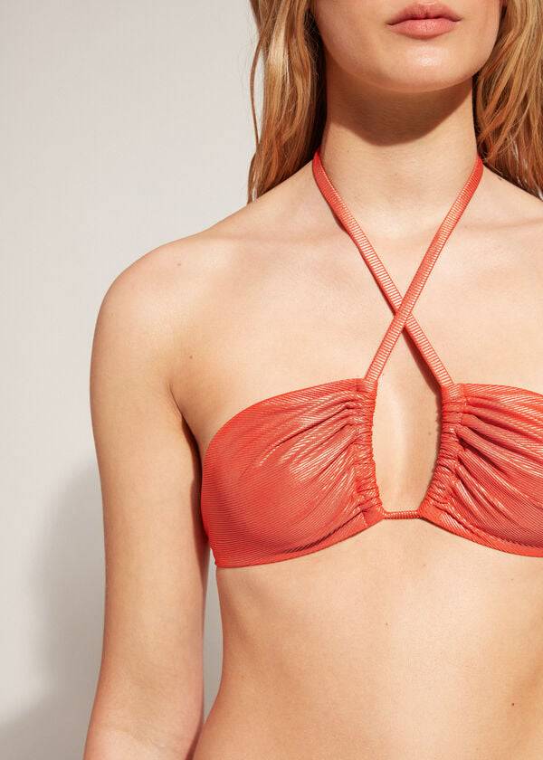 Calzedonia Bandeau Antigua Bikini Toppe Dame Koral Orange | DK1685BC