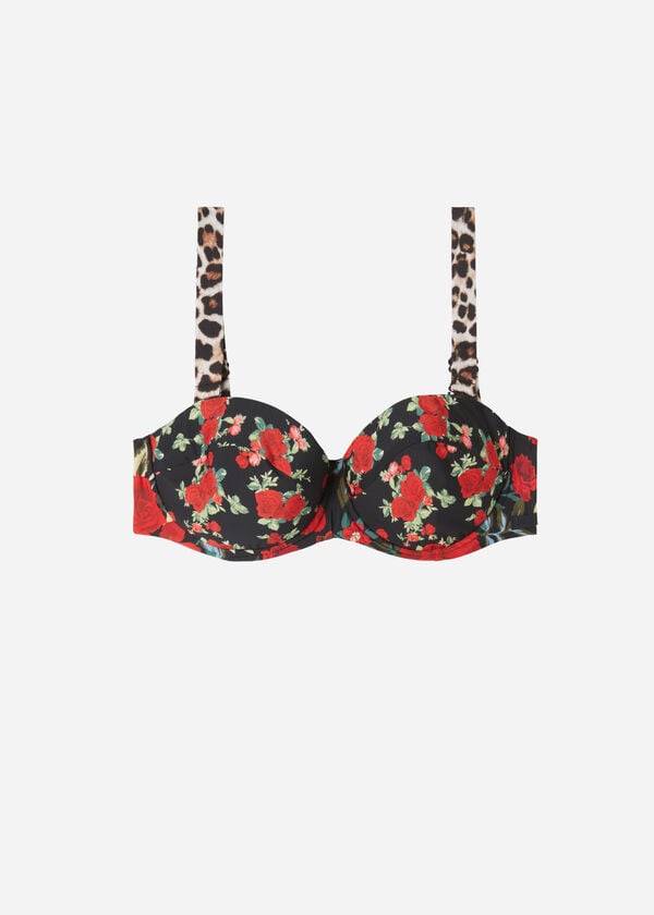 Calzedonia Bandeau Lightly Polstret Nizza Bikini Toppe Dame Lyserød Sort | DK1694UT