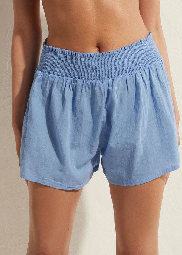 Calzedonia Bomulds Shorts Cover Ups Dame Blå | DK2118GL