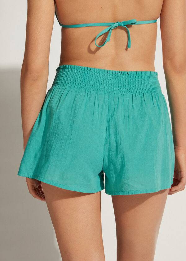 Calzedonia Bomulds Shorts Cover Ups Dame Turkis | DK2119HK