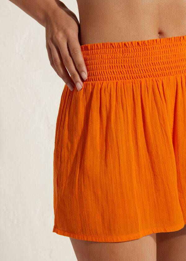 Calzedonia Bomulds Shorts Cover Ups Dame Orange | DK2121KI