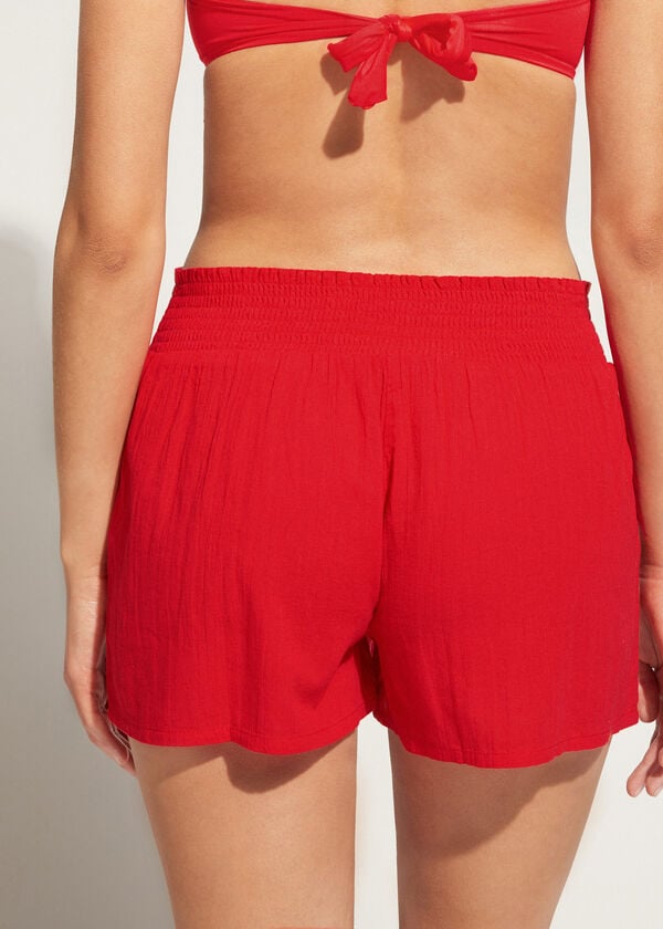 Calzedonia Bomulds Shorts Cover Ups Dame Rød | DK2122LH