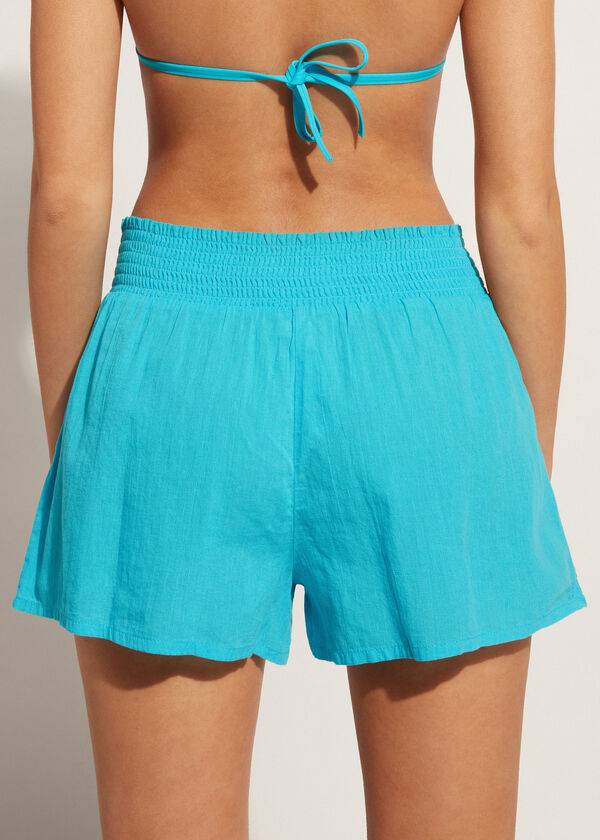 Calzedonia Bomulds Shorts Cover Ups Dame Turkis Grøn | DK2127BC