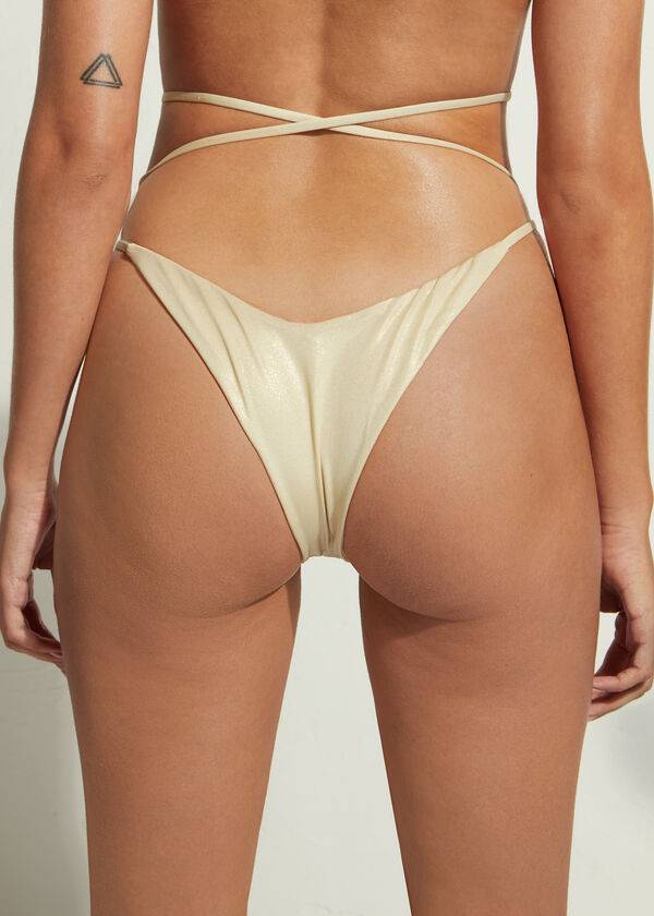 Calzedonia Brazilian String Abu Dhabi Bikini Underdele Dame Guld | DK1326EX