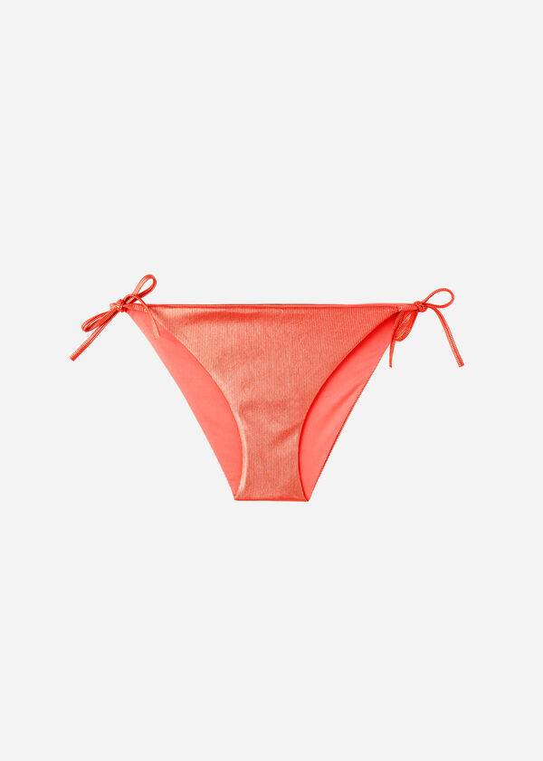 Calzedonia Coated-Effect String Antigua Bikini Underdele Dame Koral Orange | DK1366JJ