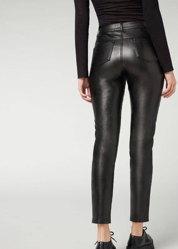 Calzedonia Coated Thermal Mager Biker Bukser Dame Sort | DK2722YU