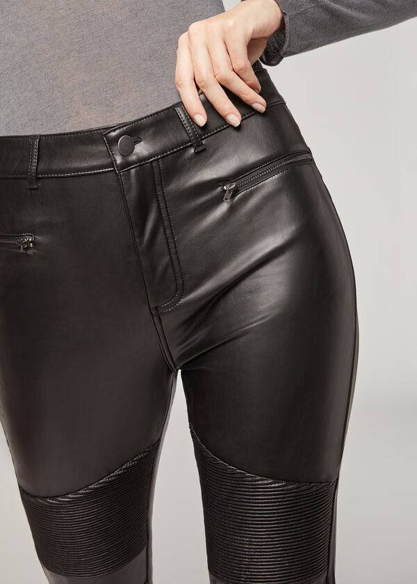 Calzedonia Coated Thermal Mager Biker Bukser Dame Sort | DK2722YU