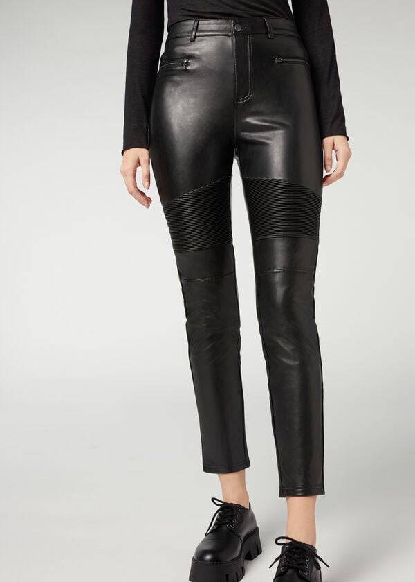 Calzedonia Coated Thermal Mager Biker Bukser Dame Sort | DK2722YU