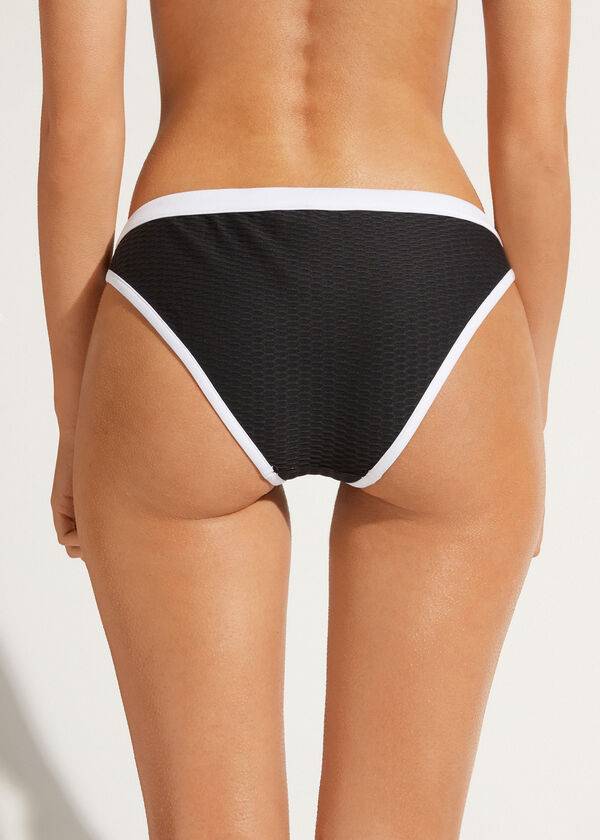 Calzedonia Coimbra Bikini Underdele Dame Sort Hvide | DK1369ZG