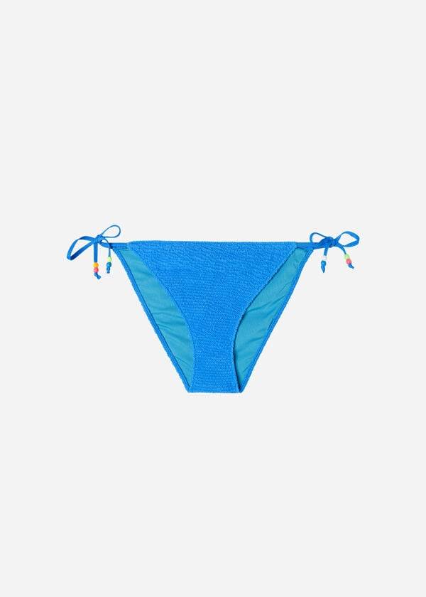 Calzedonia Crinkled String San Diego Bikini Underdele Dame Blå | DK1377WY