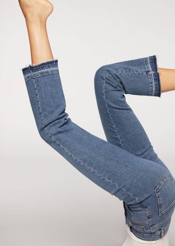 Calzedonia Cropped Flare Jeans Dame Blå | DK2563VD