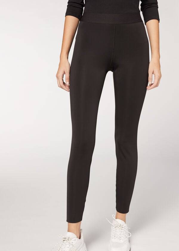 Calzedonia Double Faced Plush Leggings Dame Sort | DK2642GL