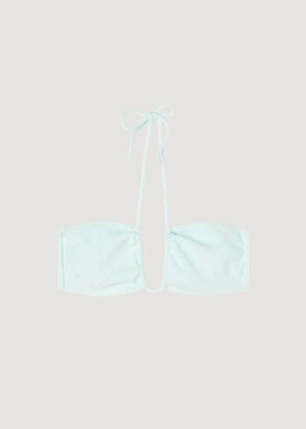 Calzedonia Drawstring Bandeau Beverly Hills Eco Bikini Toppe Dame Blå | DK1710VD