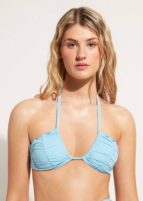 Calzedonia Drawstring Bandeau Islamorada Bikini Toppe Dame Blå | DK1711BC