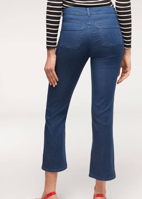 Calzedonia Eco Light Flared Cropped Denim Jeans Dame Mørkeblå | DK2573DN