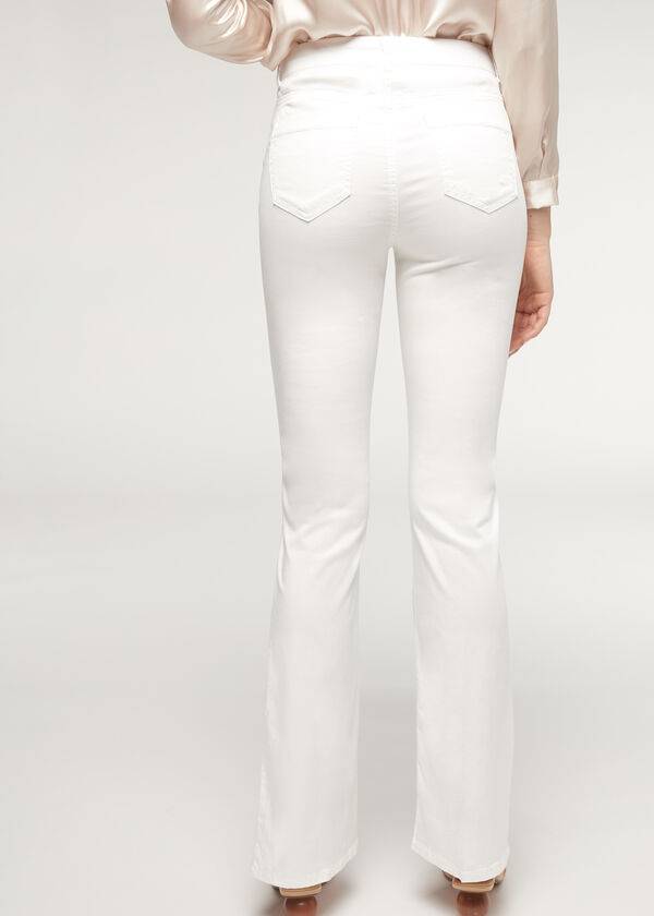 Calzedonia Eco Light Flared Denim Jeans Dame Hvide | DK2574SO